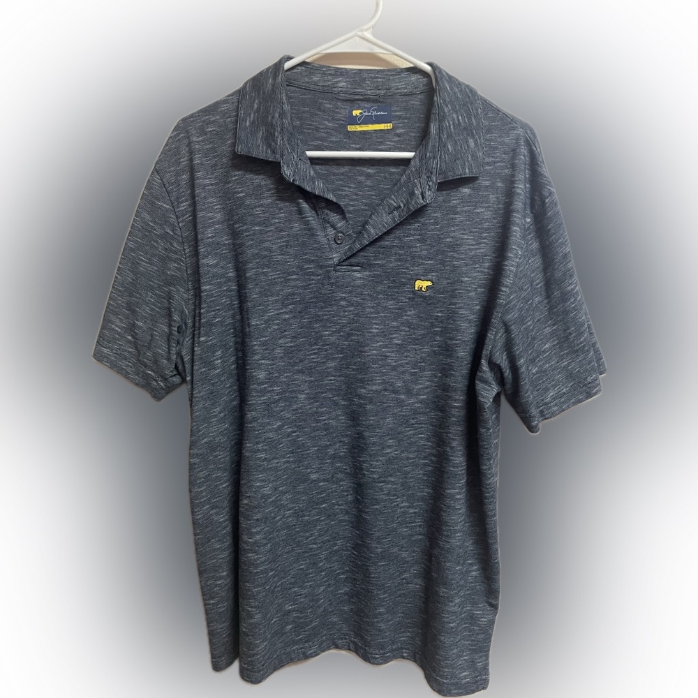 Jack Nicklaus Men’s Gray White Polo Shirt 57% Cotton 43% Polyester Size Large